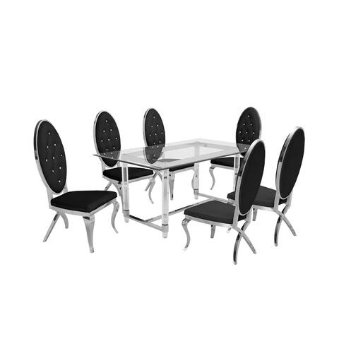 Best Quality Furniture 7-Piece Dining Set with Diamond-Tufted Dining Chairs