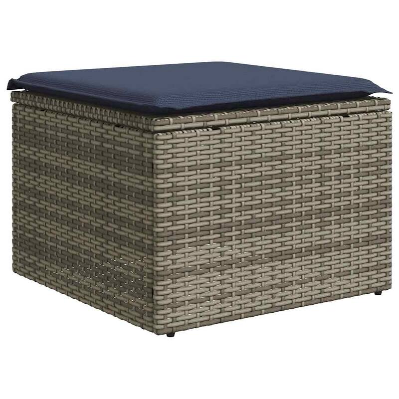 vidaXL 9 Piece Patio Sofa Set with Cushions Grey Poly Rattan (US only) - 122.8x33.5x79.5
