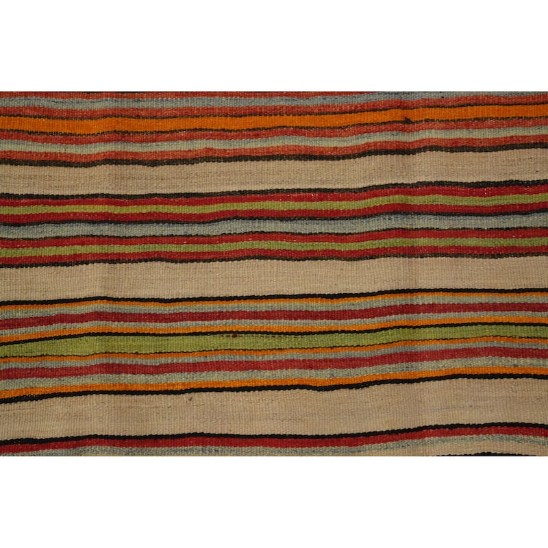 Hand Woven Oriental 100% Wool Carpet Southwestern Geometric Multi-Colored Kilim Area Rug - 7' 10'' X 5' 4''