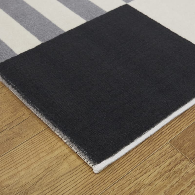 Bailey Mid-century Modern Striped Color Block Low-pile Area Rug