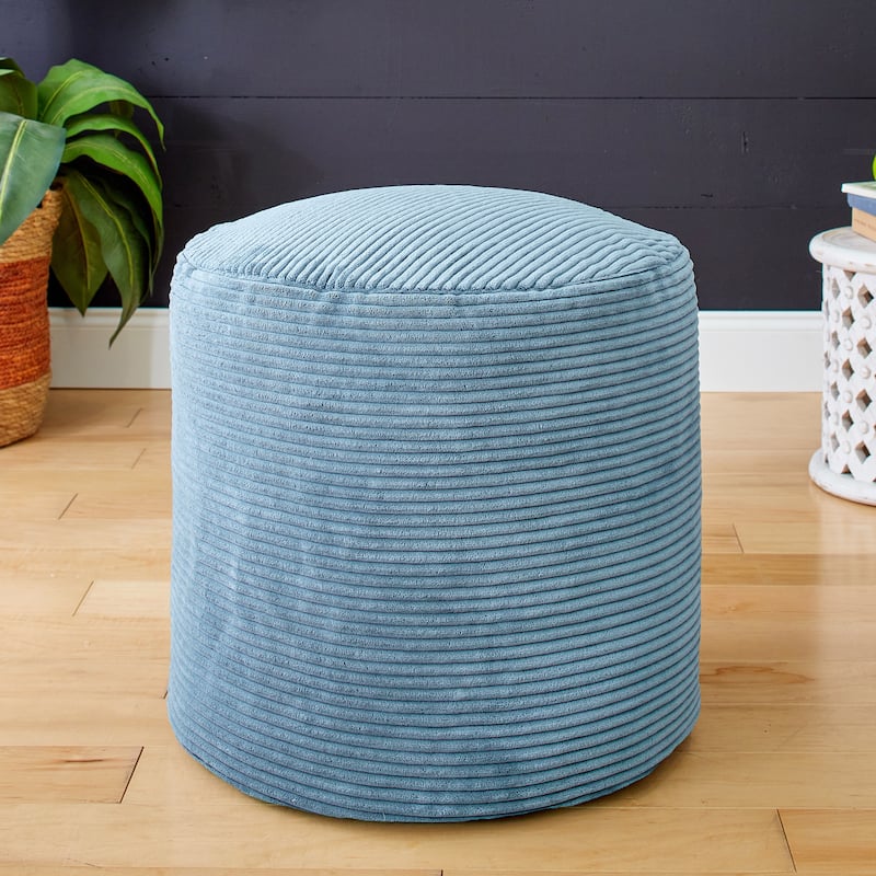 Sorra Home Indoor Soft Corduroy Small Round Pouf - Barrett Turquoise