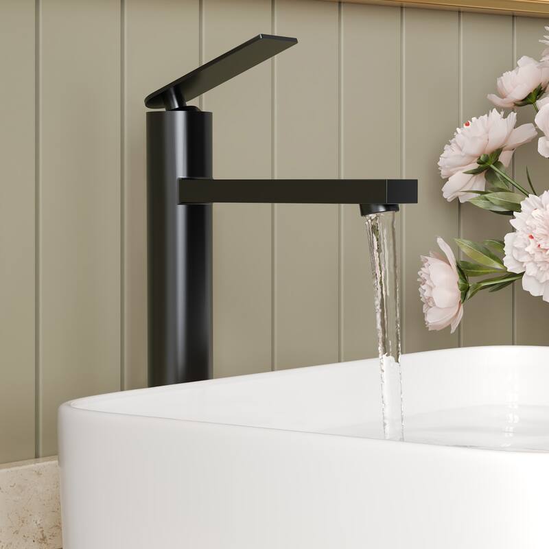 GRANDJOY High-Arc Bathroom Vanity Faucet, Single Hole Installation