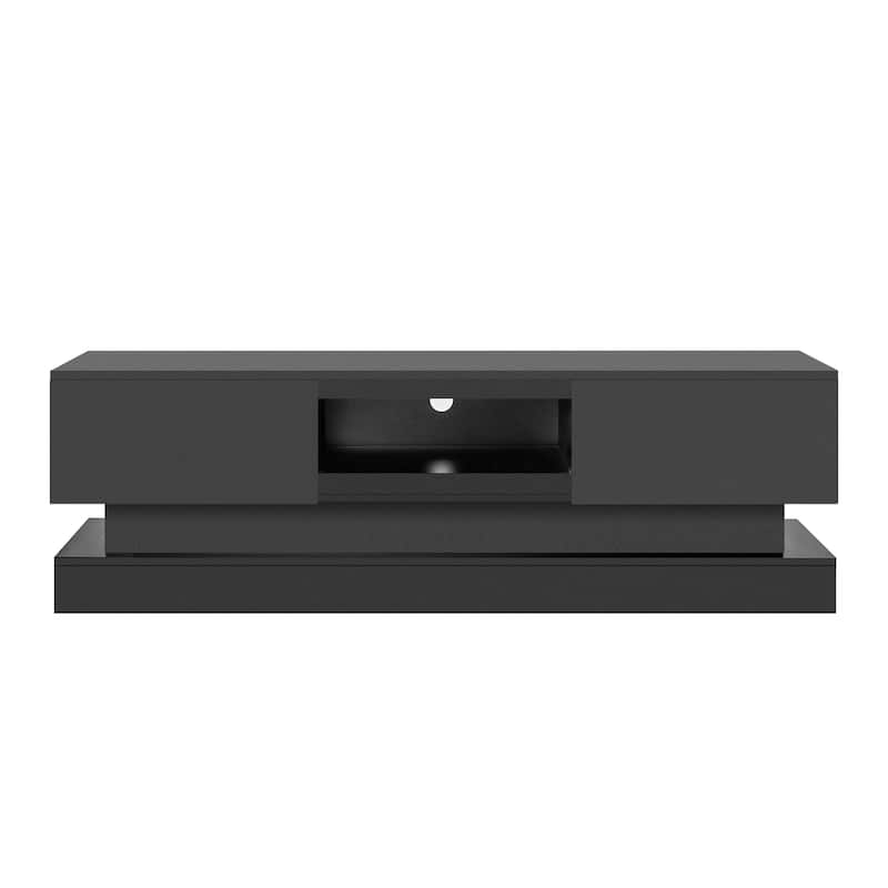 morden TV Stand with LED Lights,high glossy front TV Cabinet - Black