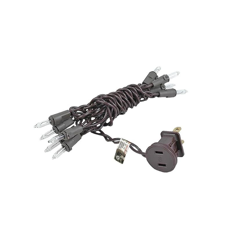 10 Light Clear Christmas Craft Mini Light Set, Non-Connectable, Brown Wire, 4'