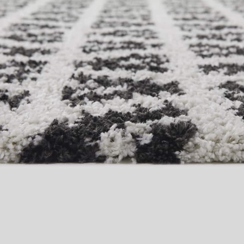 Hadley Geometric Chevron Stripe Shag Area Rug