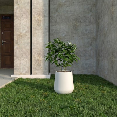 Orchid Round Decorative Fiberstone and MGO Clay Planter Pot With Drainage for Indoor Outdoor Home Office Yard Patio Porch Decor