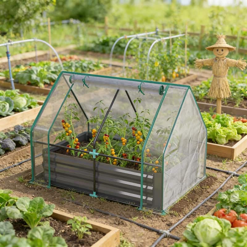 2-in-1 Raised Planter Greenhouse, Raised Garden Bed Planter Raised Bed - Clear