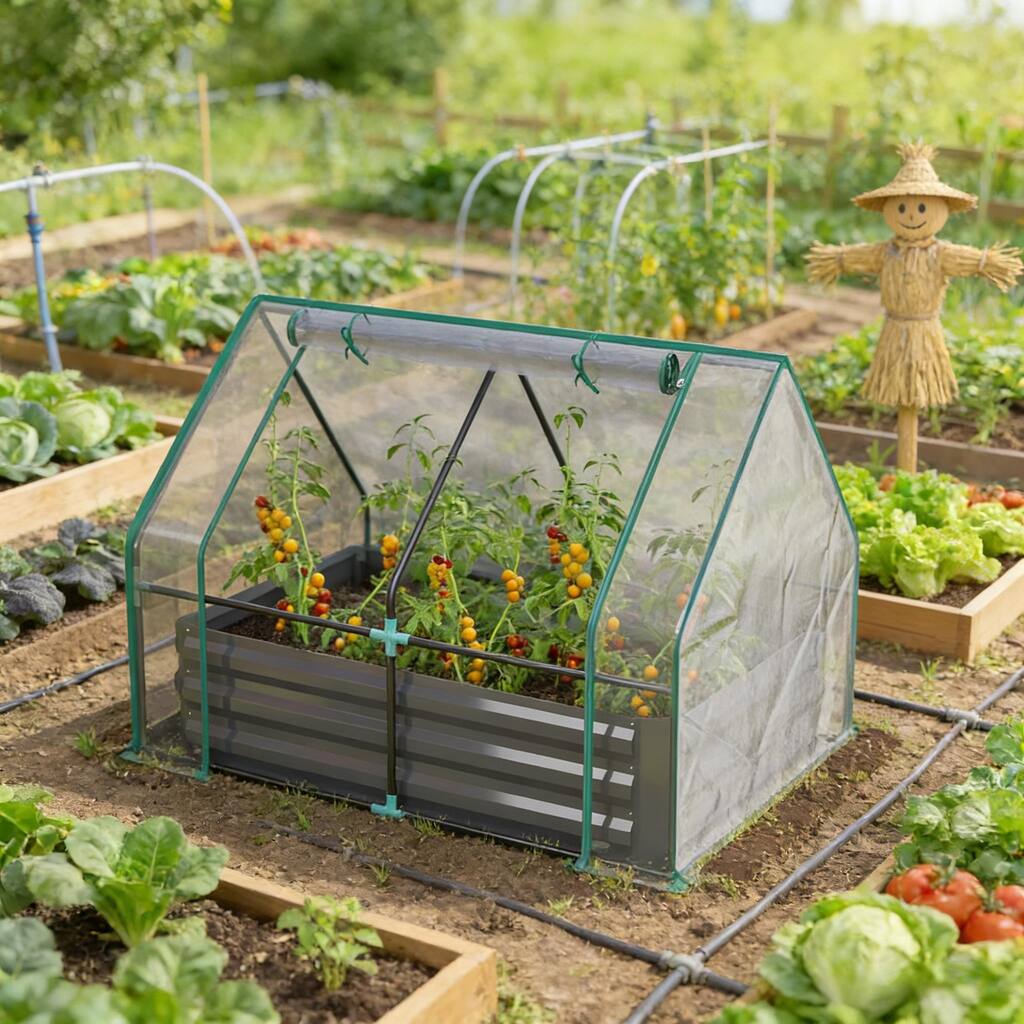 Portable Greenhouse Raised Garden Bed Open Bottom Design for Vegetable