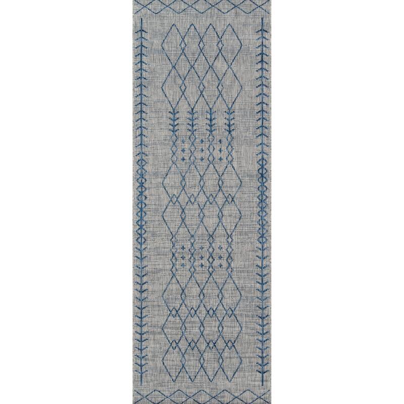 Momeni Villa Geometric Indoor Outdoor Rug - Grey - 2' x 10' Runner