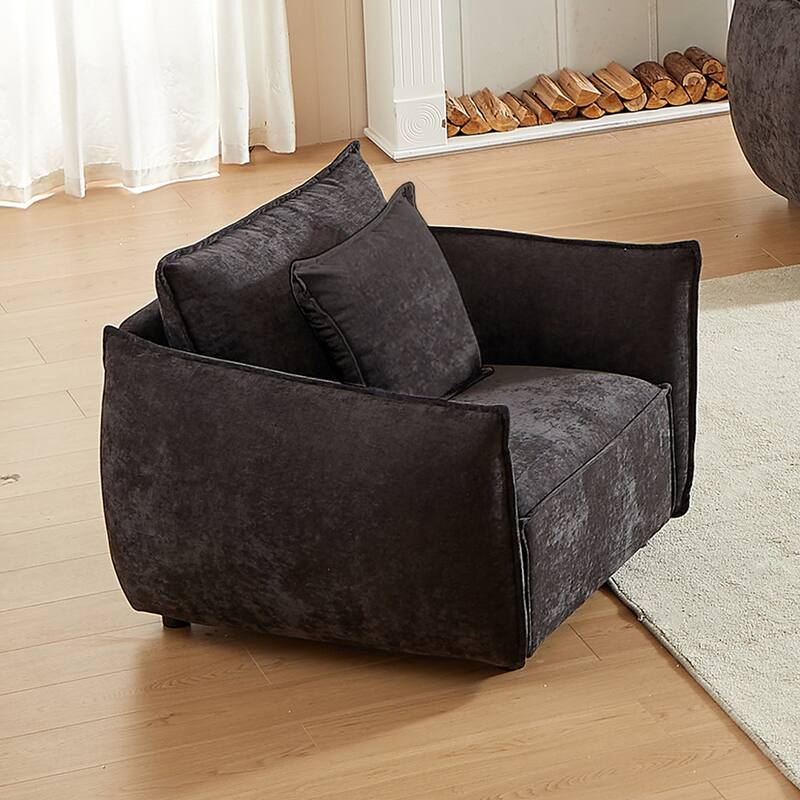 Modern Upholstered Armchair, Chenille Sleeper Sofa with Solid Wood Frame for Living Room