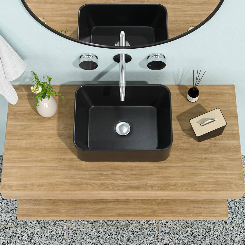 16"x12" Ceramic Rectangular Sink - Black