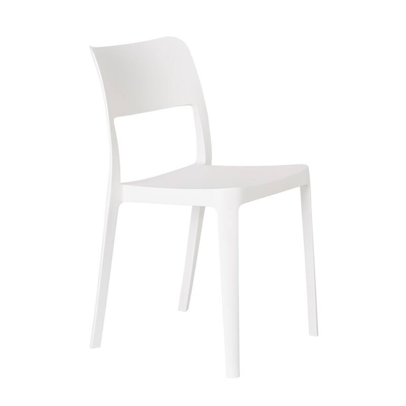 HomeRoots Set of Two White Heavy Duty Plastic Outdoor Stacking Accent Chairs