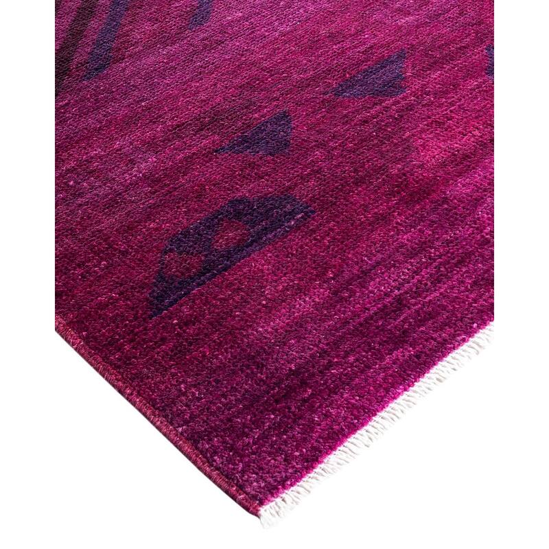 Modern One-of-a-Kind Hand-Knotted Area Rug - Pink, 9' 1" x 12' 5" - 9' 1" x 12' 5"