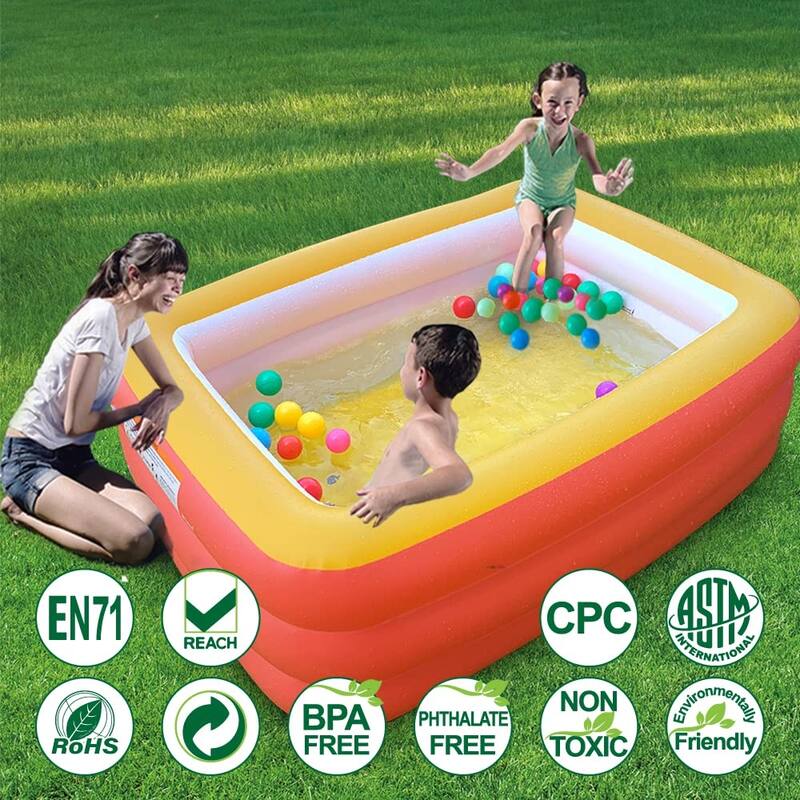 Inflatable Swimming Pool, 59" X 45" X 20" Kiddie Pools with Inflatable Soft Floor, Durable Blow Up Pools