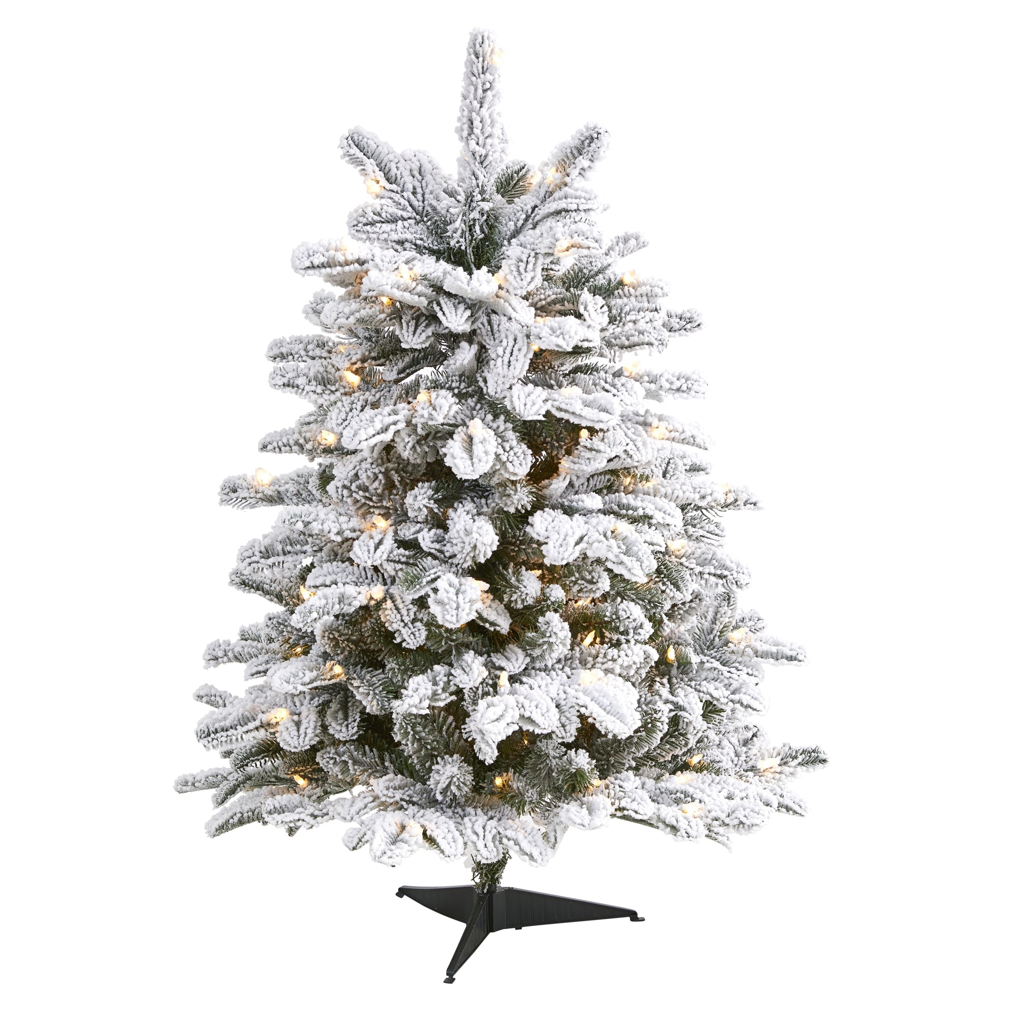 3' Flocked North Carolina Fir Christmas Tree with 150 Lights - Green