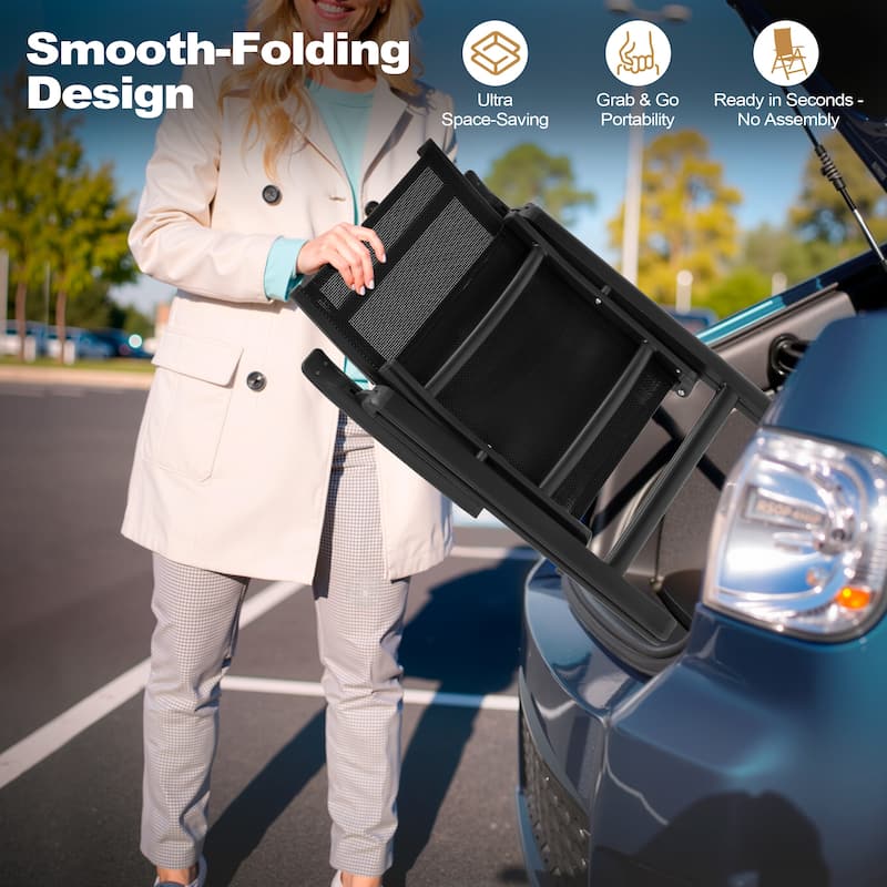 9PC Outdoor Patio Dining Set Aluminum Table with Folding Armchairs w/ Market Umbrella Sets