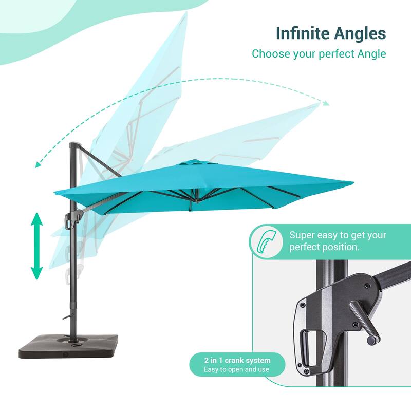 LIVOOSUN 11.5x9FT Aluminum Cantilever Patio Umbrella Solution-Dyed Fabric w/Base