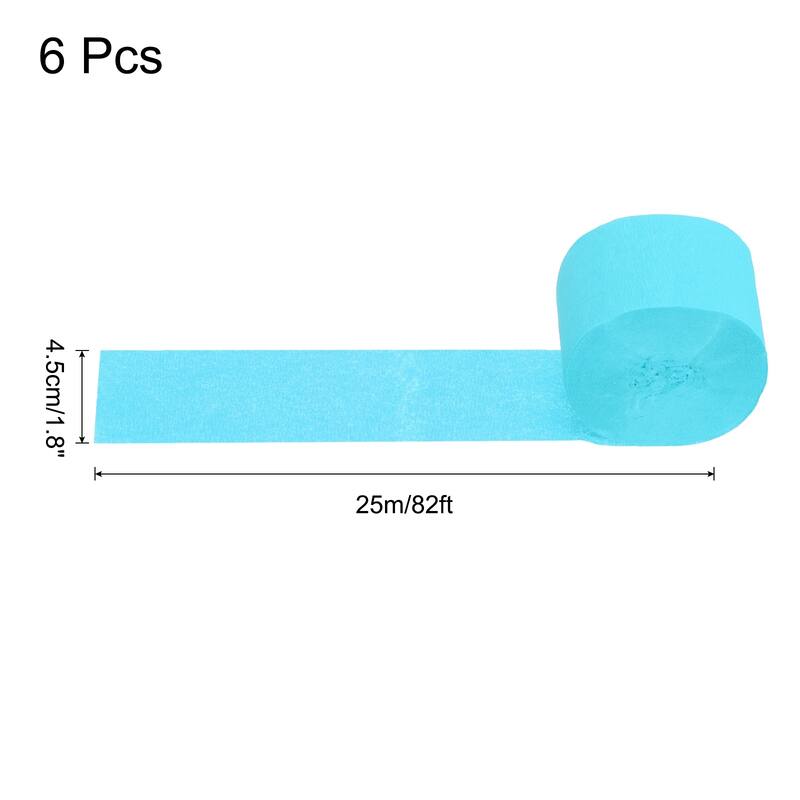 Crepe Paper Streamers 6 Rolls for Decoration - Light Blue - 1.8 in x 82 Ft/Roll