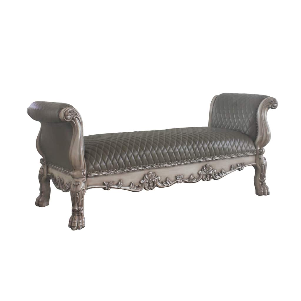 Adison Grey and Vintage Bone White Upholstered Bench