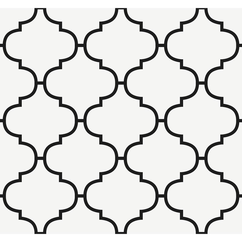 Seabrook Designs Melvyn Ogee Trellis Unpasted Wallpaper - 27 in. W x 27 ft. L - 27 in. W x 27 ft. L - Off-White & Onyx