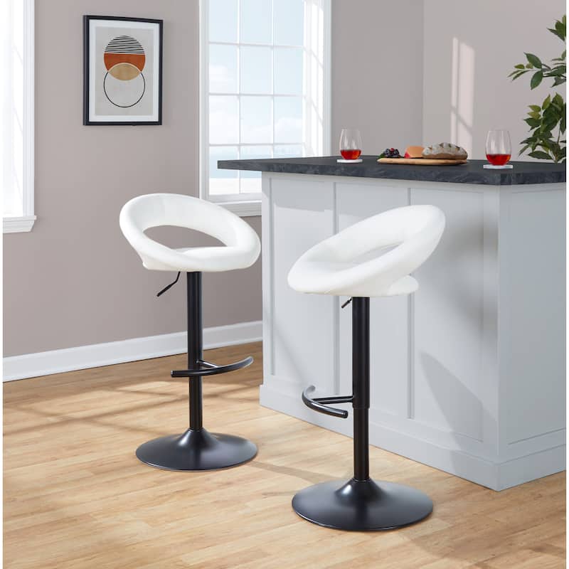 Silver Orchid Poppy Adjustable Bar Stool with Rounded T Footrest (Set of 2)