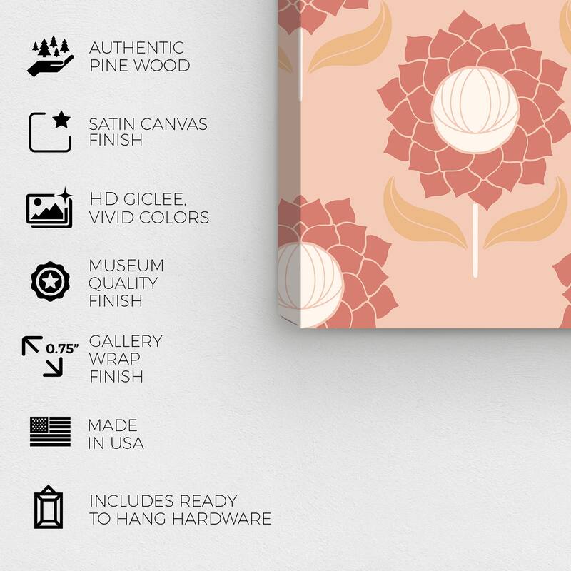 Wynwood Studio Canvas Floral and Botanical Lollipop Floral Pattern Pink and Light Pink Vintage Wall Art Canvas Print