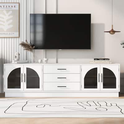 68.9'' Modern Minimalist TV Stand for TVs up to 75 Inches, Entertainment Center Media Console Cabinet with Adjustable Shelves