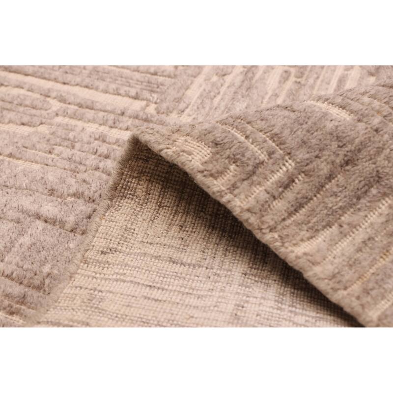 ECARPETGALLERY Hand Loomed Elysian Taupe Wool Rug - 8'0 x 9'9
