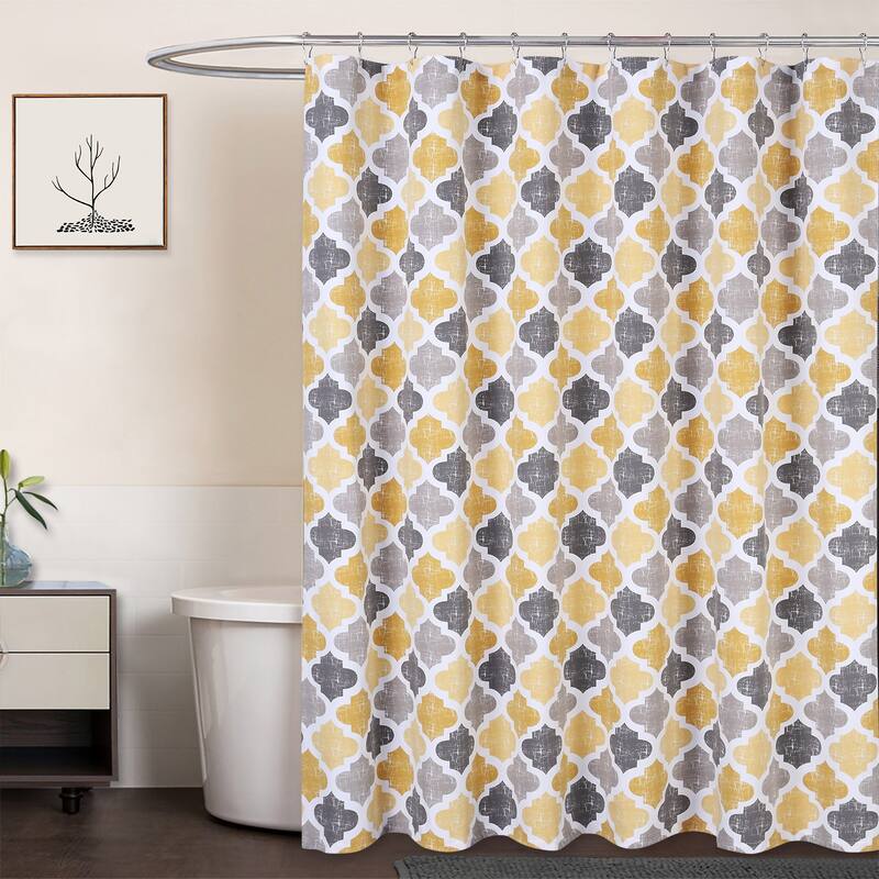 Quatrefoil Print Cotton Blend Fabric Shower Curtain