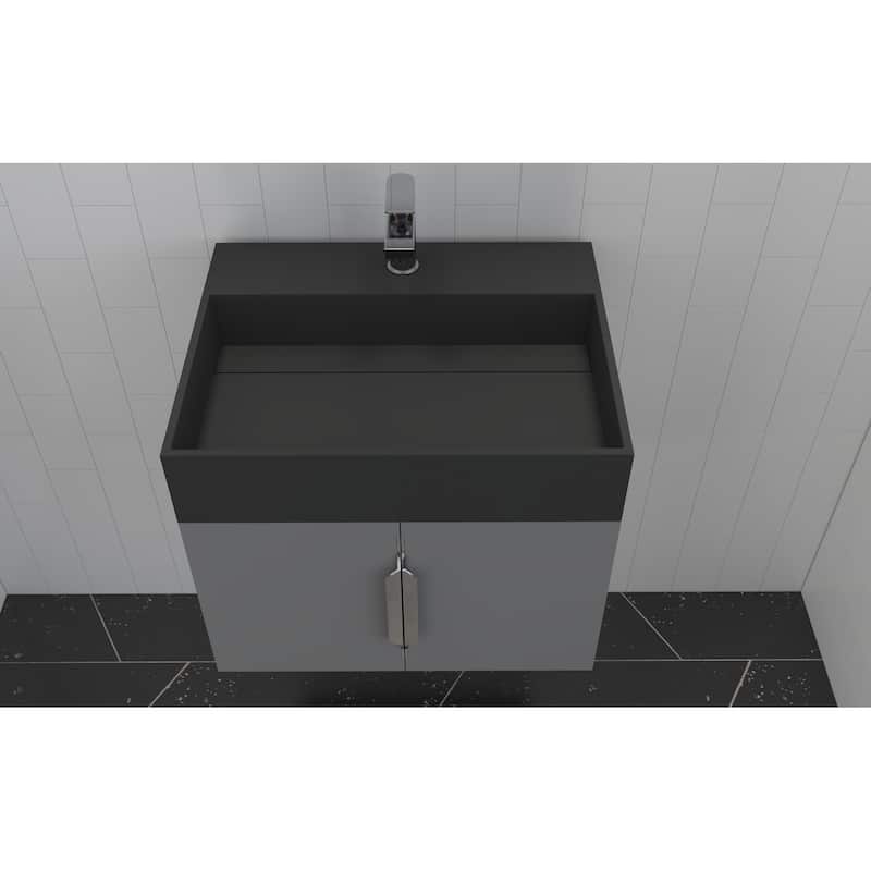 Amazon 24" Wall Mounted Bathroom Vanity Set w/ Black Top