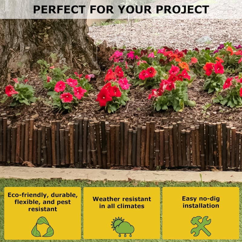 Backyard X-Scapes Caramel Brown Bamboo Garden Border Edging for Landscaping Flexible Decorative Border