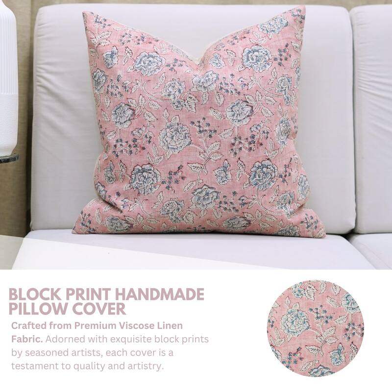 Fabdivine Floral Accent Cushion Cover for Farmhouse Sofa, Rameshwaram