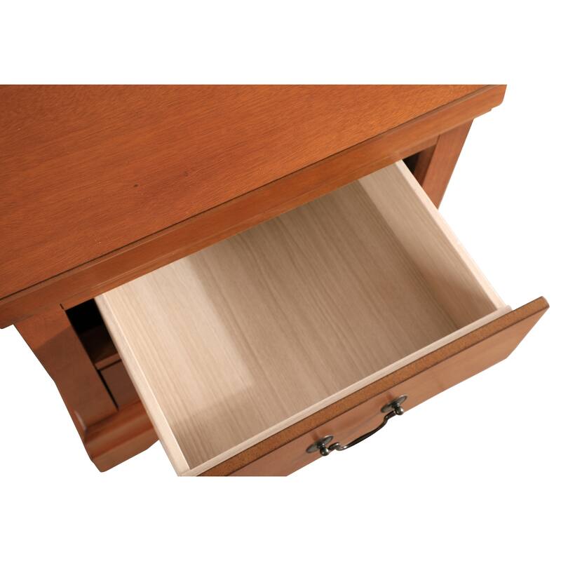 Oak Nightstand 24x22x16 with One Spacious Drawer, Compact Bedside Table for Bedroom Storage and Timeless Stylish Finish