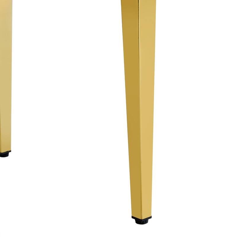 Set Of 2 Pu Leather Backrest Chairs With Gold Metal Legs, 16.2*18.5*34.6 Inches
