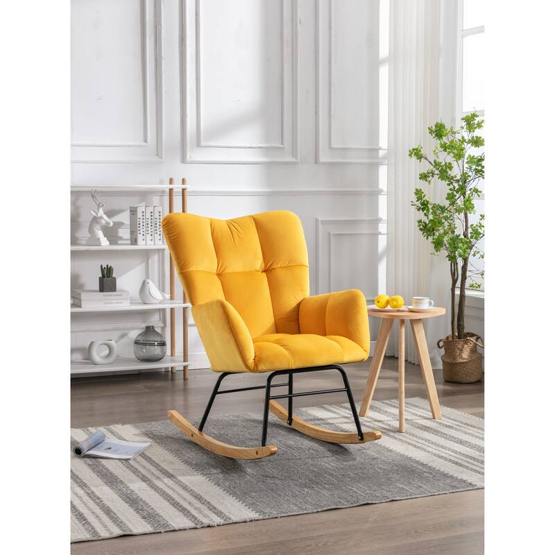 31.5" High Back Buttons Tufted Rocking Chair