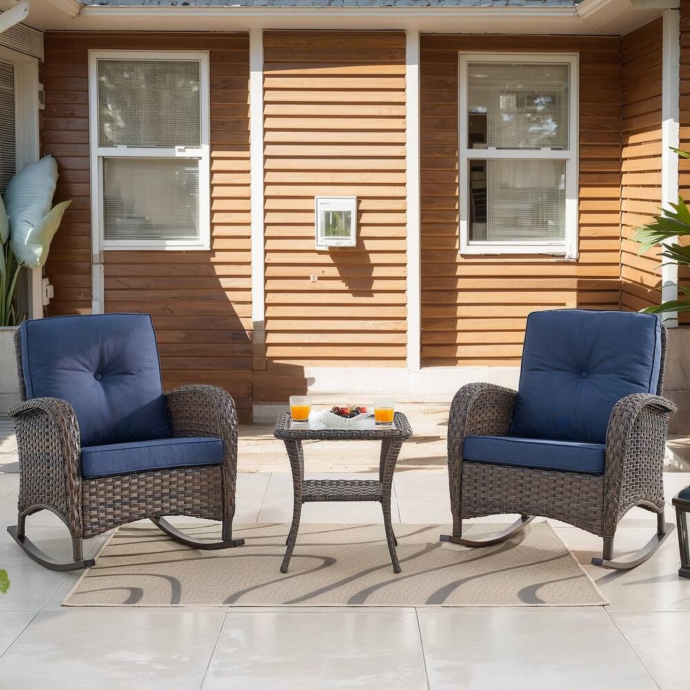 Wicker Rocker Chairs for Porch - Brown