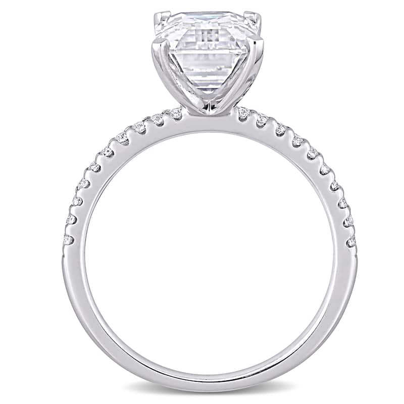 Miadora 3 1/5ct DEW Emerald-cut Moissanite Engagement Ring in 10k White Gold