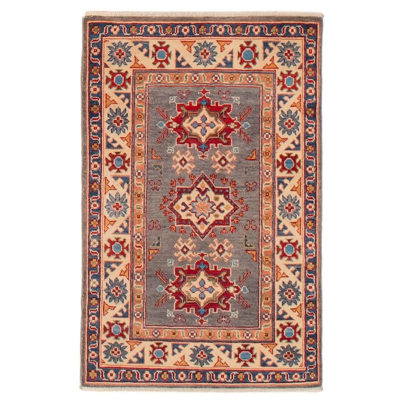 ECARPETGALLERY Hand-knotted Uzbek Ghazni Grey Wool Rug - 2'8 x 4'1 - Grey - 2'8 x 4'1