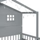 preview thumbnail 18 of 34, Twin Size House Bed with Shelves, Window, and Light Strip - Grey