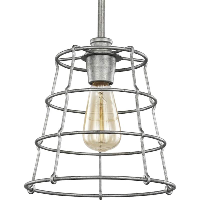 Chambers Collection One-Light Galvanized Finish Farmhouse Pendant Light - 12.675" x 12.090" x 12.090" - 12.675" x 12.090" x 12.090"