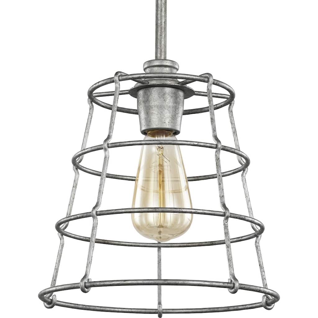 Chambers Collection One-Light Galvanized Finish Farmhouse Pendant Light - 12.675" x 12.090" x 12.090"