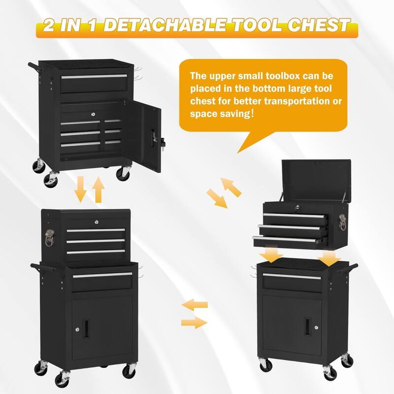 AECOJOY Tool Chests & Cabinets Detachable Metal w/ Wheels