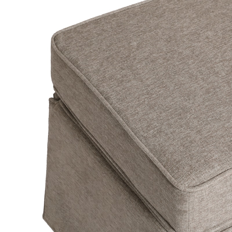 2 Set Rectangle Chenille Upholstered Storage Ottoman
