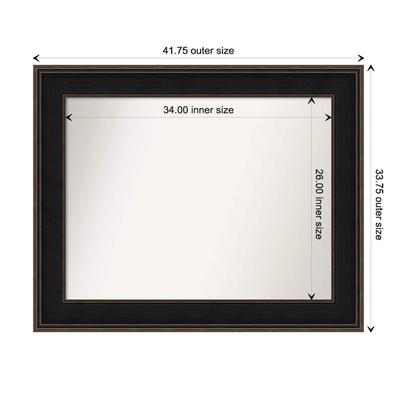 Mezzanine Espresso Framed Non-Beveled Custom Wall Mirror, Bathroom Vanity Mirror - Outer Size: 41.75 x 33.75
