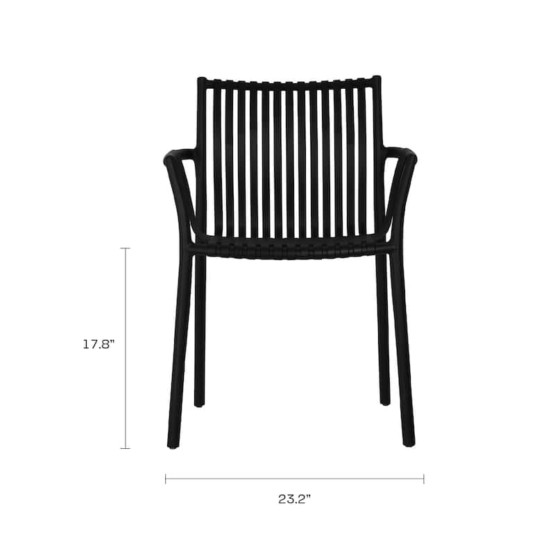 Weave Stackable Indoor/Outdoor Chair Set of 2 Black
