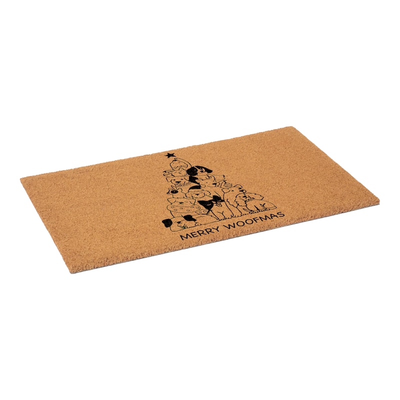 HomeRoots 24" X 36" Brown And Black Christmas Outdoor Coir Door Mat - 24.00' X '36.00