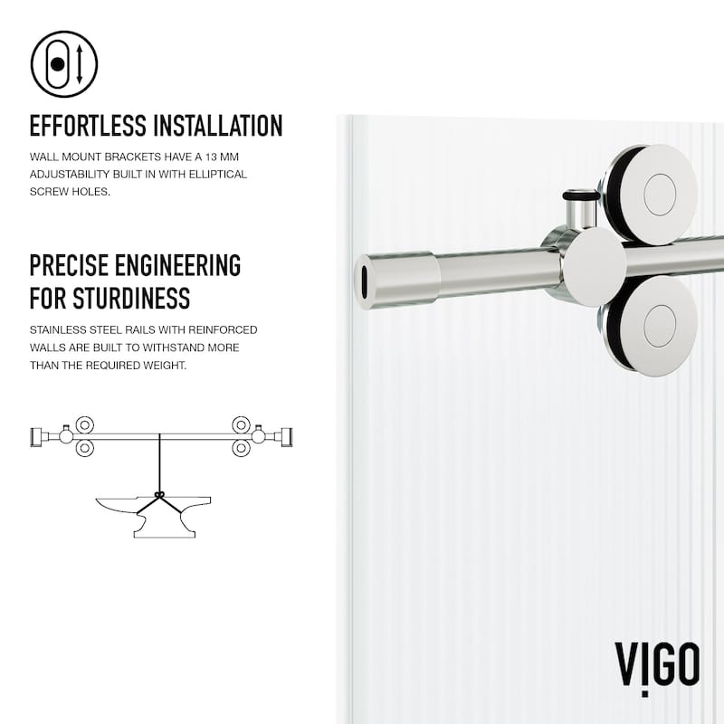 VIGO Elan 56" to 60" W x 66" H Frameless Sliding Tub Door