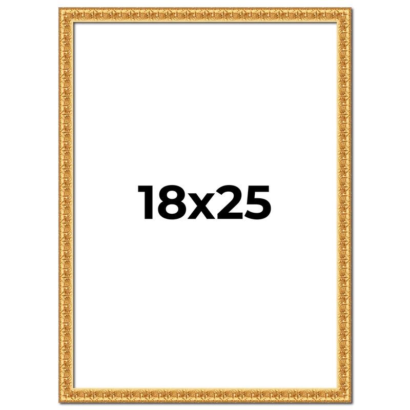 18x25 Frame Gold Real Wood Picture Frame Width 1 inches | Interior