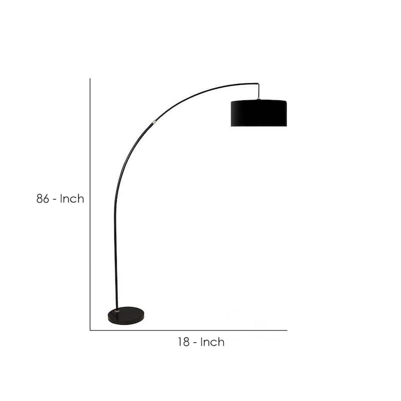 Floor Lamp with Arched Extendable Neck and Marble Base, Black