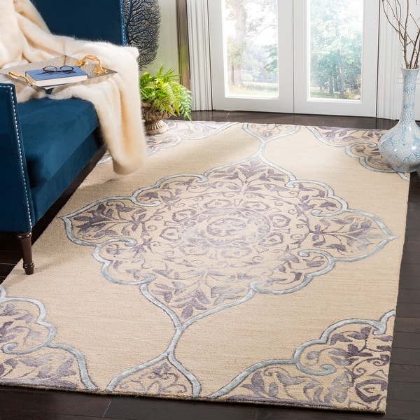 slide 1 of 41, SAFAVIEH Handmade Dip Dye Luana Medallion Wool Rug 3' x 5' - Beige/Blue